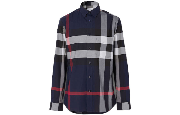 

Рубашка в клетку мужская Burberry, темно-синий