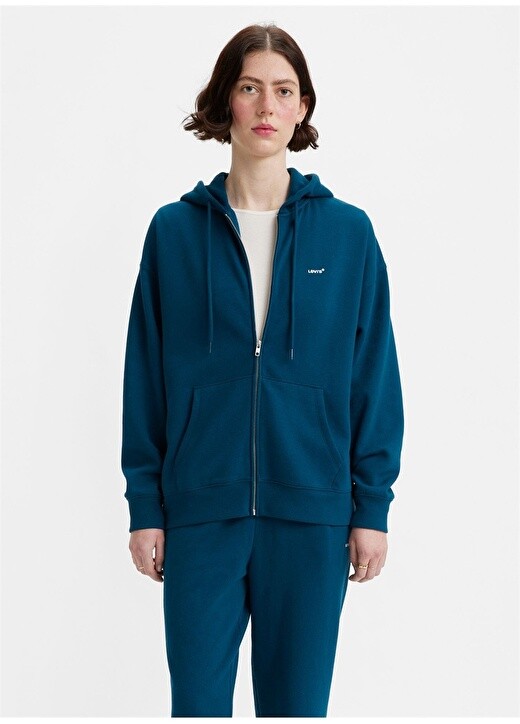 

Однотонная синяя женская толстовка с воротником с капюшоном Levis, Синий