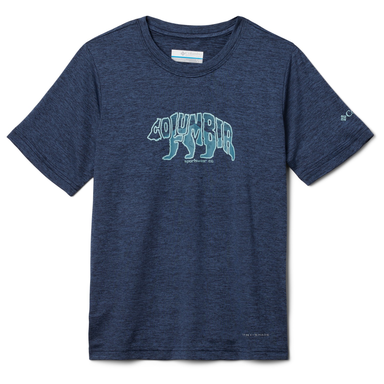 Функциональная рубашка Columbia Kid's Mount Echo Graphic Shirt S/S, цвет Collegiate Navy/Bearly Stroll