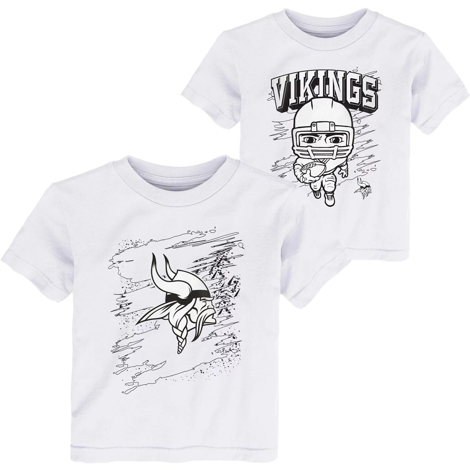 

Набор из двух футболок белого цвета Minnesota Vikings Coloring Activity для малышей Outerstuff