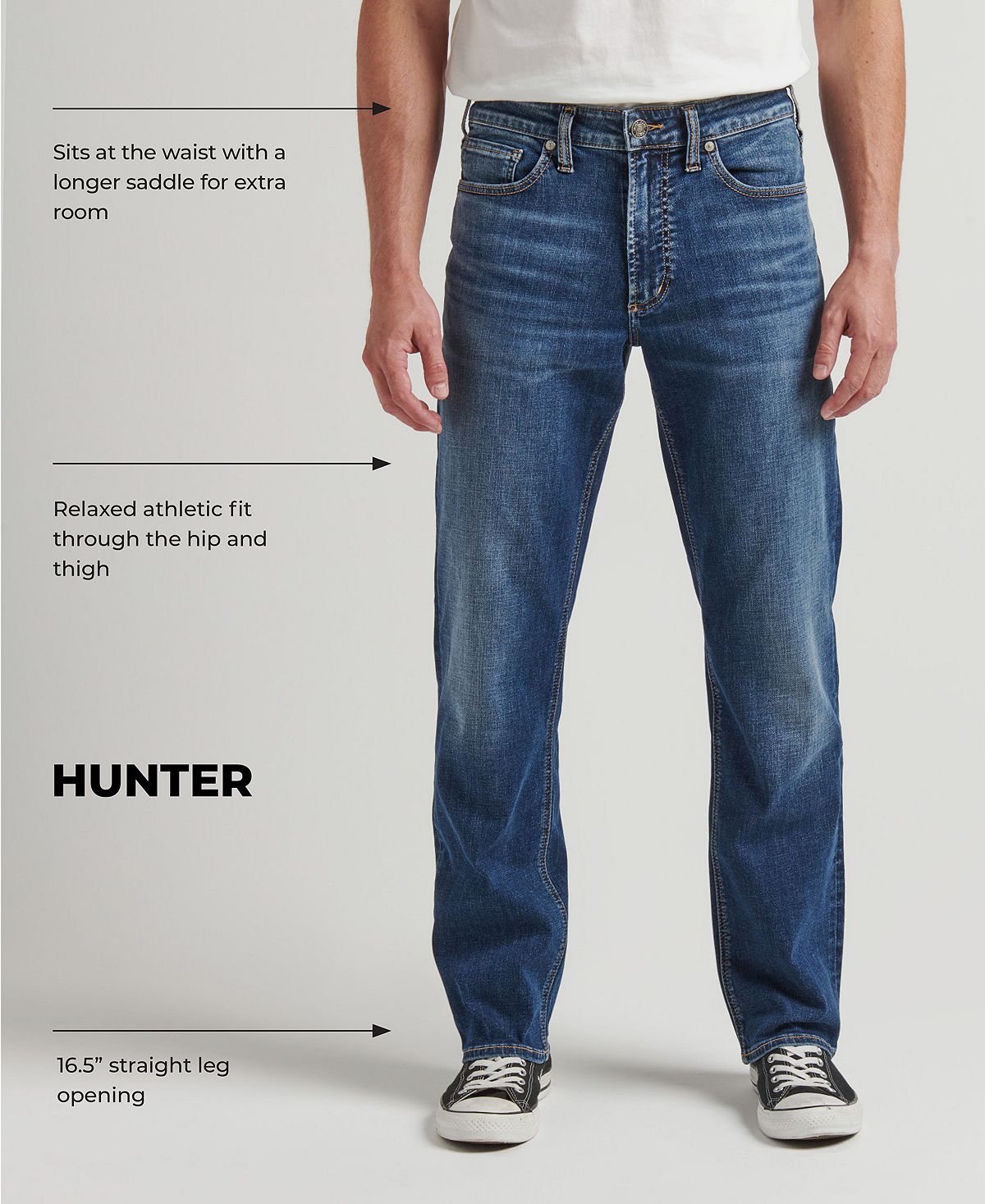 <b>Мужские</b> <b>джинсы</b> Hunter спортивного кроя с зауженными штанинами Silver Jeans ...