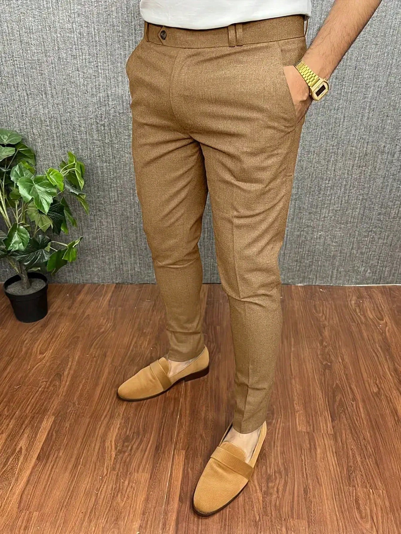 брюки мужские приталенные деловые повседневные костюмные штаны офисные брюки универсальные 28 36 glestore Мужские повседневные костюмные брюки, имбирь