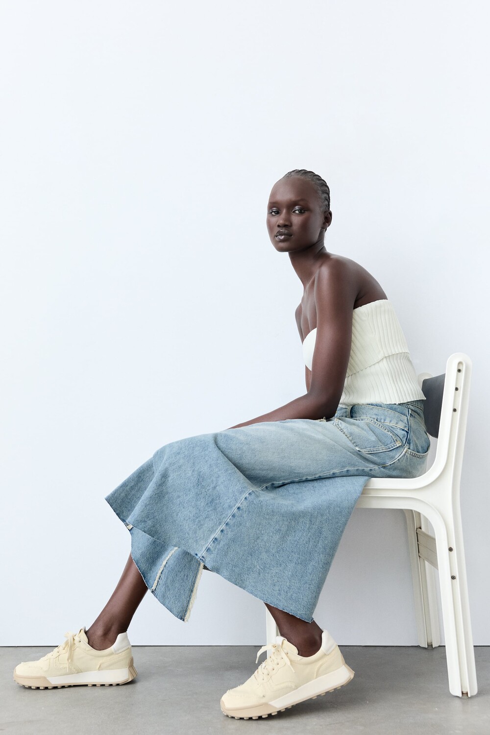 

Кроссовки из тканя Zara, экрю белый