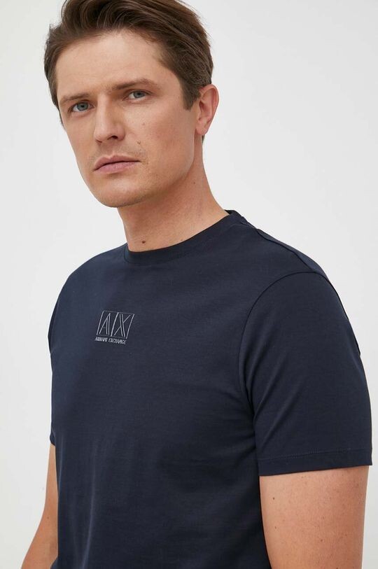 

Хлопковая футболка Armani Exchange, темно-синий