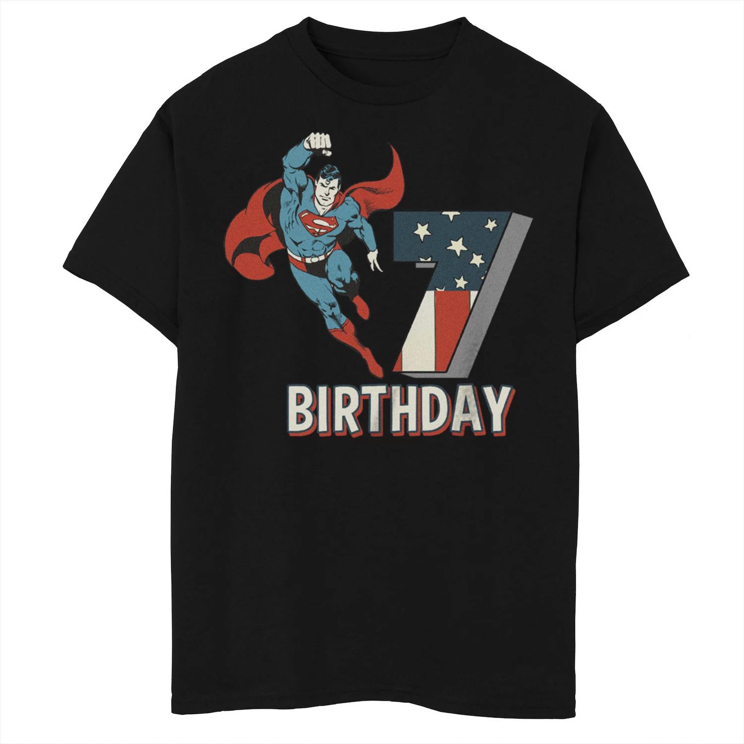 Футболка с рисунком Супермена на 7-й день рождения для мальчиков 8–20 лет из комиксов DC Comics Licensed Character футболка на 6 й день рождения чудо женщина для мальчиков 8–20 лет из комиксов dc comics licensed character