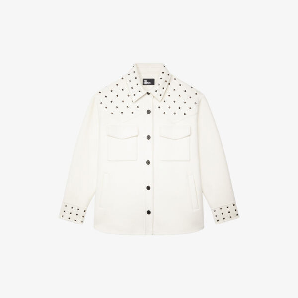 

Куртка из смесовой шерсти с заклепками The Kooples, экрю