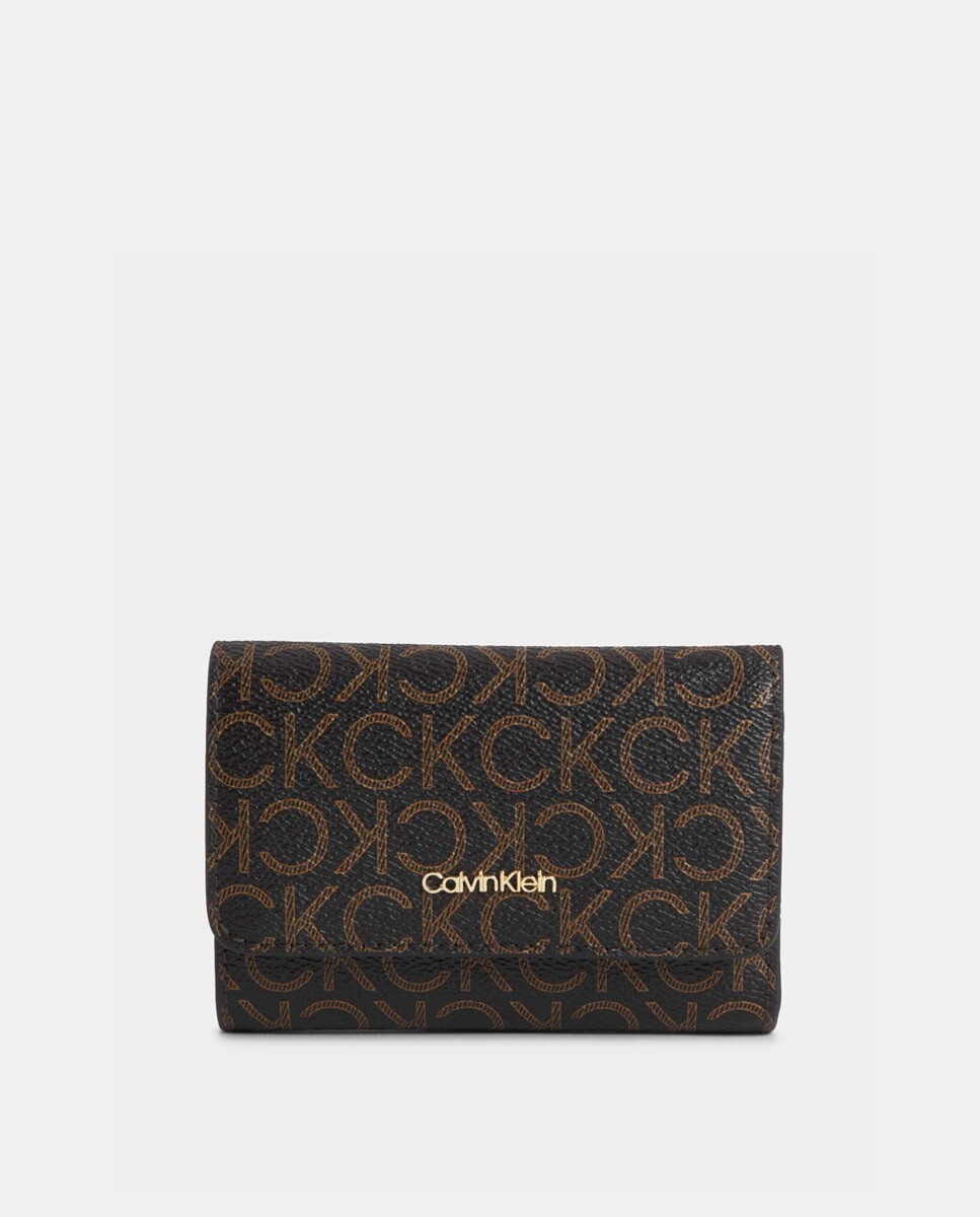 

Маленький темно-коричневый кошелек с монограммой Calvin Klein, темно коричневый