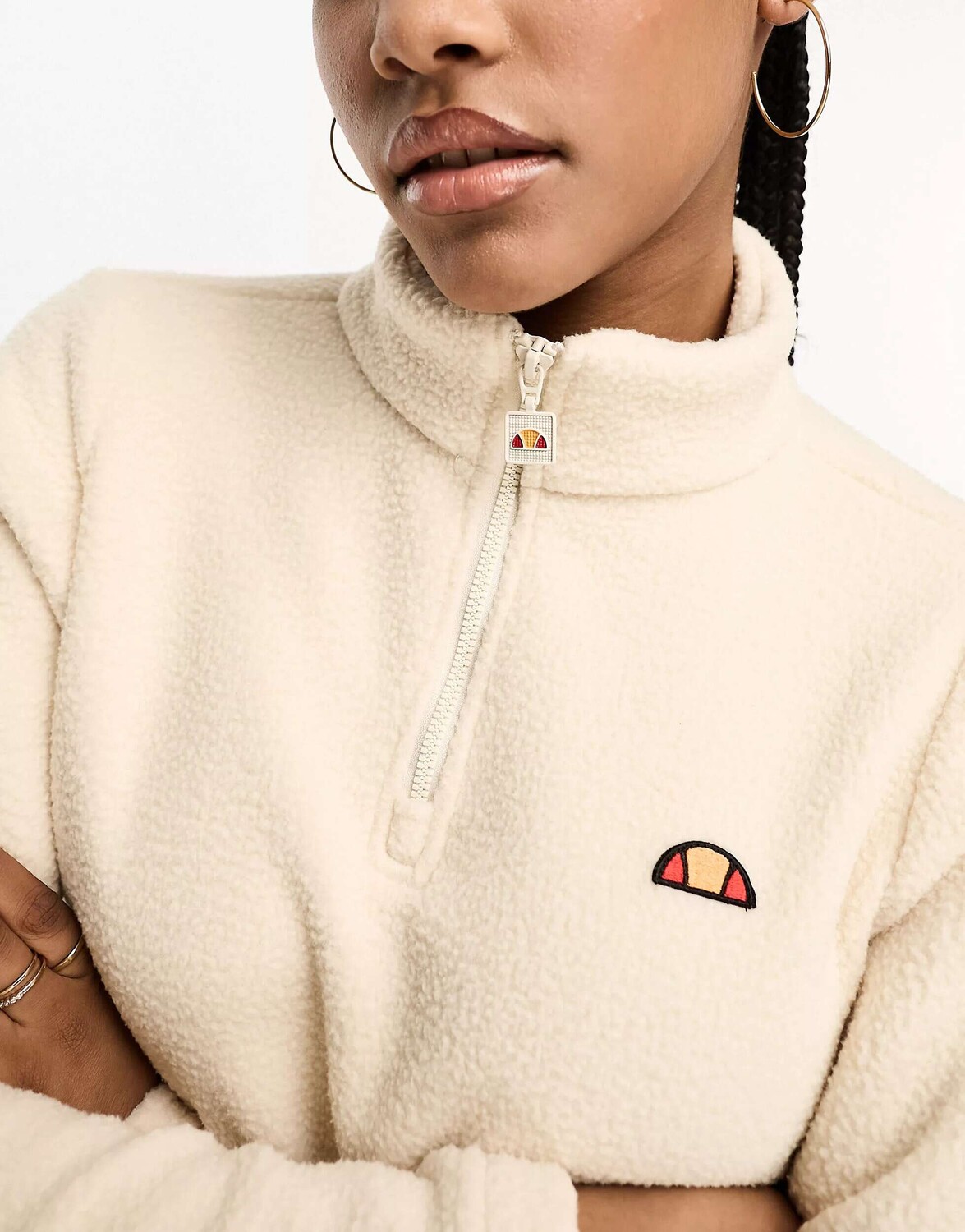 

ellesse Senatore укороченный флис борг на молнии до половины белого цвета, Белый