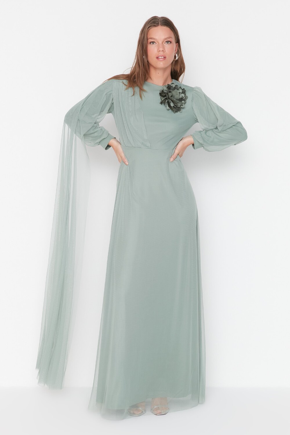 

Вечернее платье - Хаки - Макси Trendyol Modest, хаки
