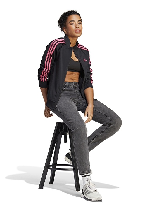 Черная женская толстовка с круглым вырезом Adidas