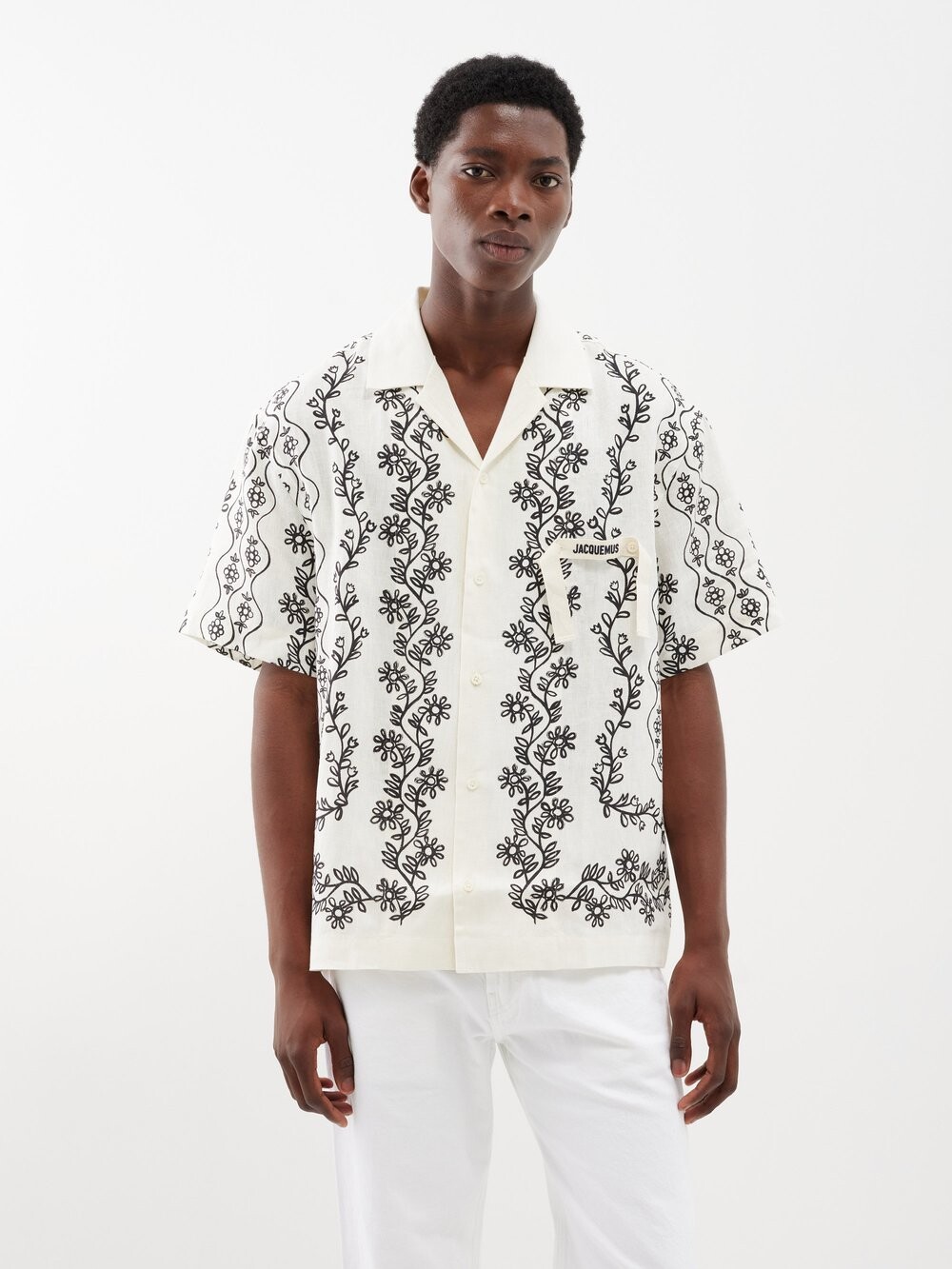 

Льняная рубашка jean с виноградным принтом Jacquemus, белый