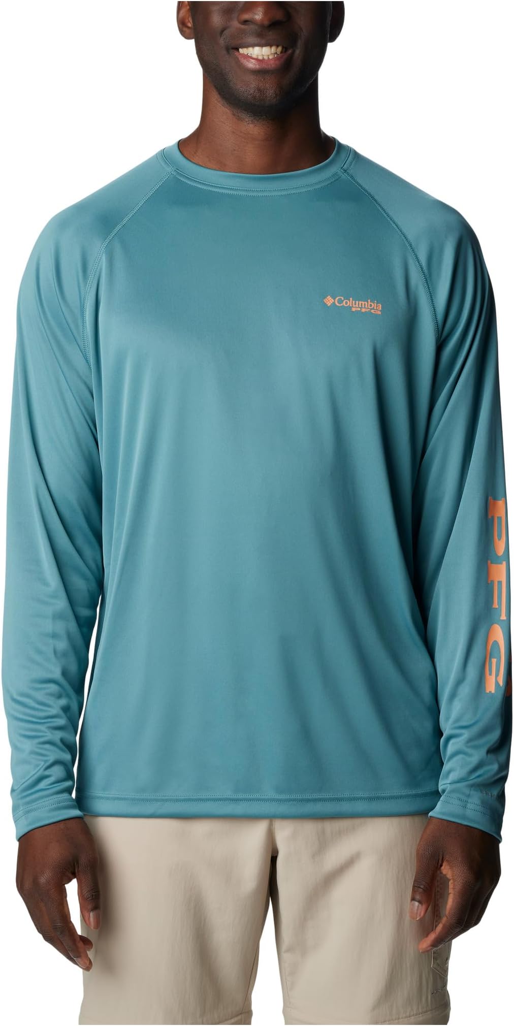 

Рубашка Terminal Tackle L/S Columbia, цвет Tranquil Teal/Orange Reef Logo