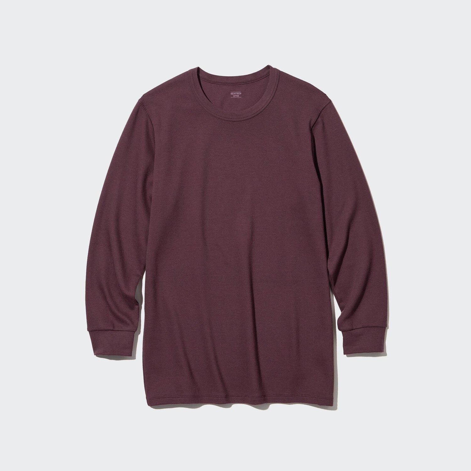 

Теплая футболка heattech из хлопка с круглым вырезом текстура UNIQLO, бордо