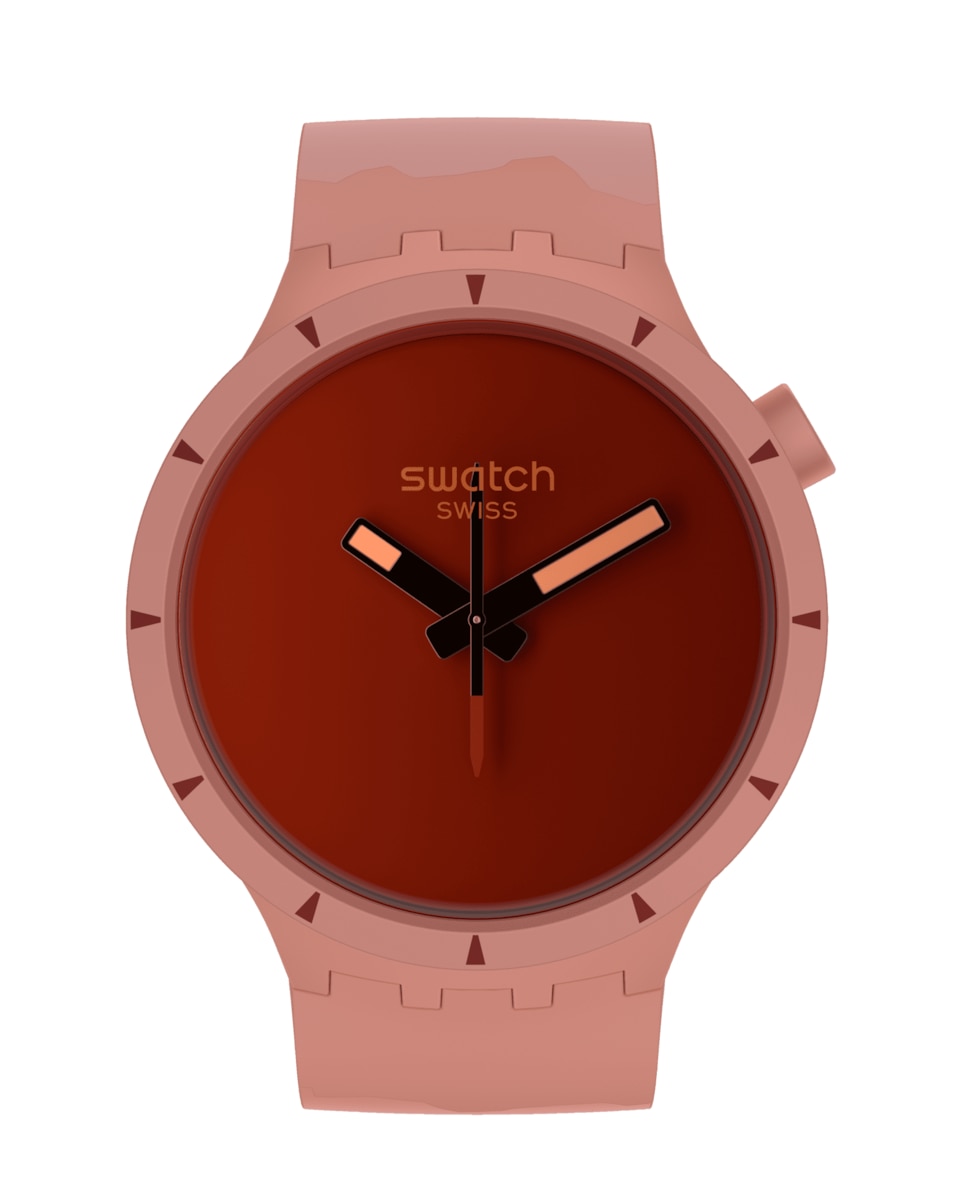 Большие эффектные биокерамические часы Canyon с красным силиконовым ремешком Swatch, красный цена и фото
