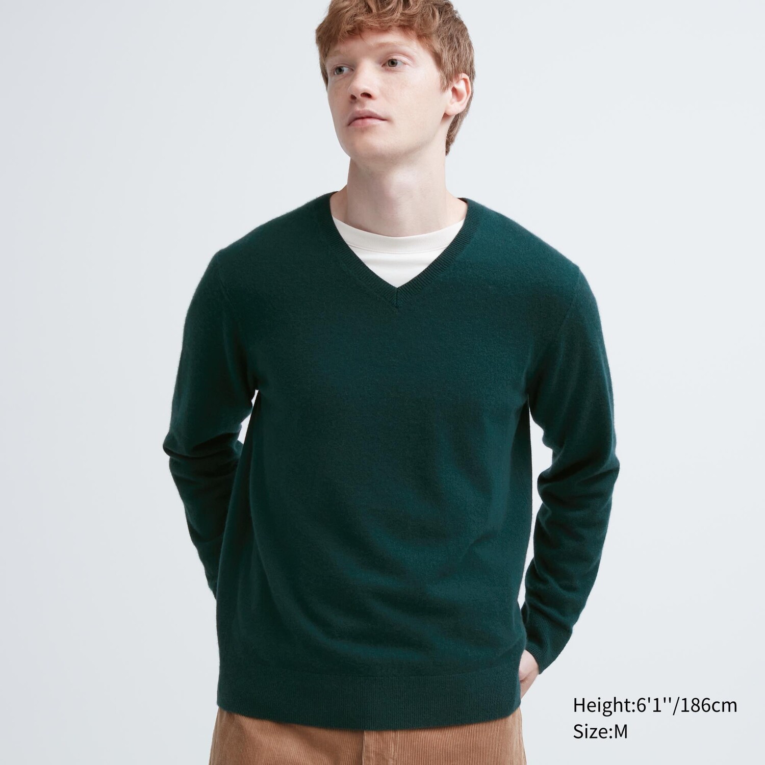 

Джемпер из 100% кашемира с V-образным вырезом Uniqlo, зеленый