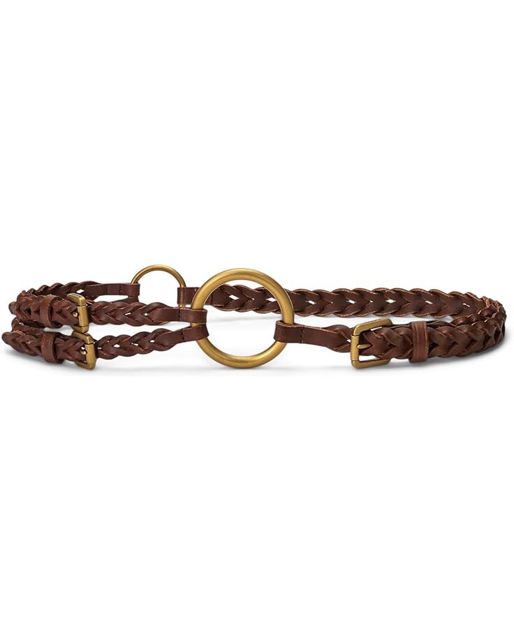 

Ремень LAUREN Ralph Lauren Tri-Strap O-Ring Braided Leather, цвет Dark Maple