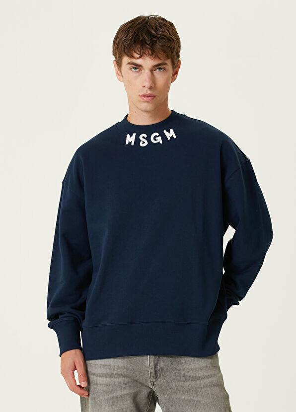 

Толстовка с логотипом, напечатанным на воротнике. Msgm, синий