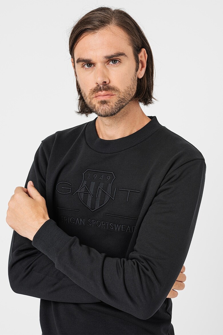 

Хлопковый свитшот Tonal Shield Gant, черный