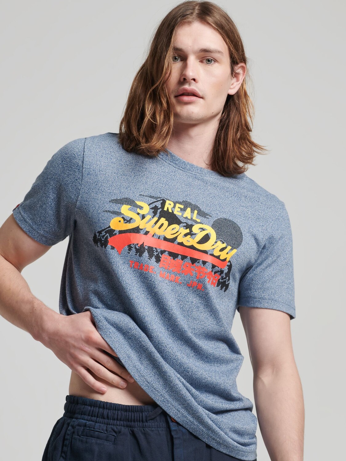 

Футболка Superdry Vintage Logo Mountain, цвет Vintage Denim Grit