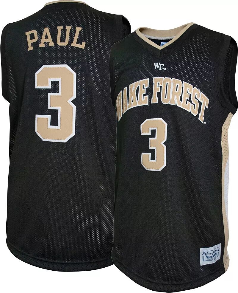 

Мужская Retro Brand Футболка Wake Forest Demon Deacons Chris Paul #3, черная реплика, баскетбольная майка