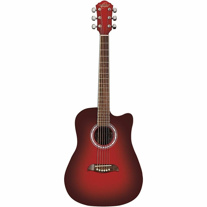 Акустическая гитара Oscar Schmidt OD45CRDBPAK Dreadnought Acoustic Guitar Pack with Gig Bag, Red Burst