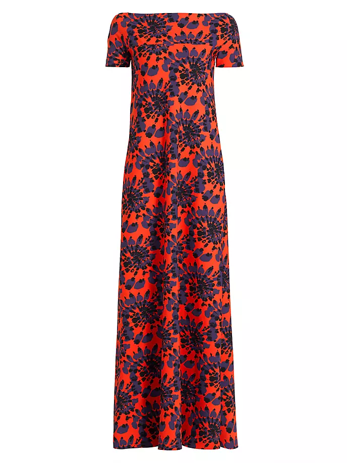 цена Платье Yasin с открытыми плечами и принтом тай-дай Chiara Boni La Petite Robe, цвет modern flowers orange