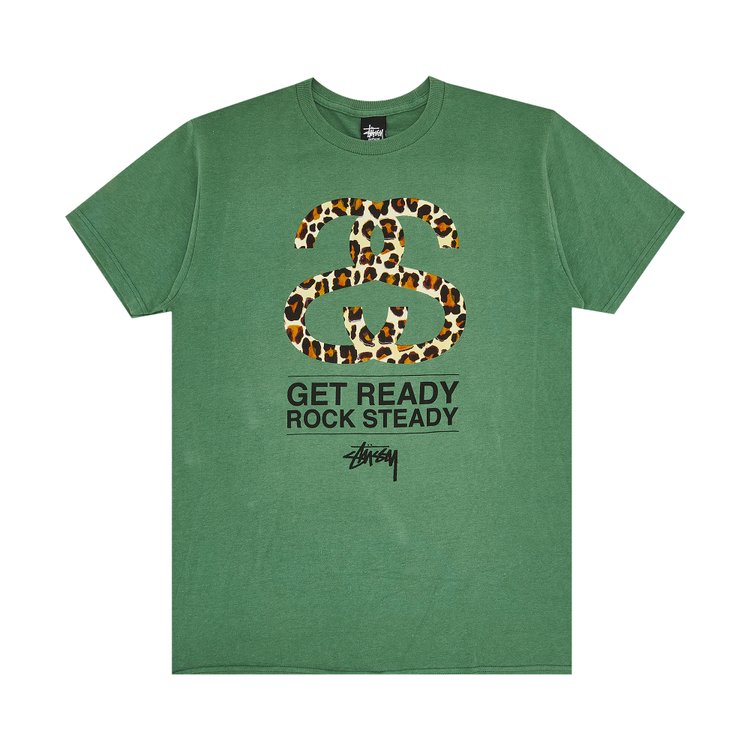 Футболка Stussy Leopard 'Dark Green', зеленый