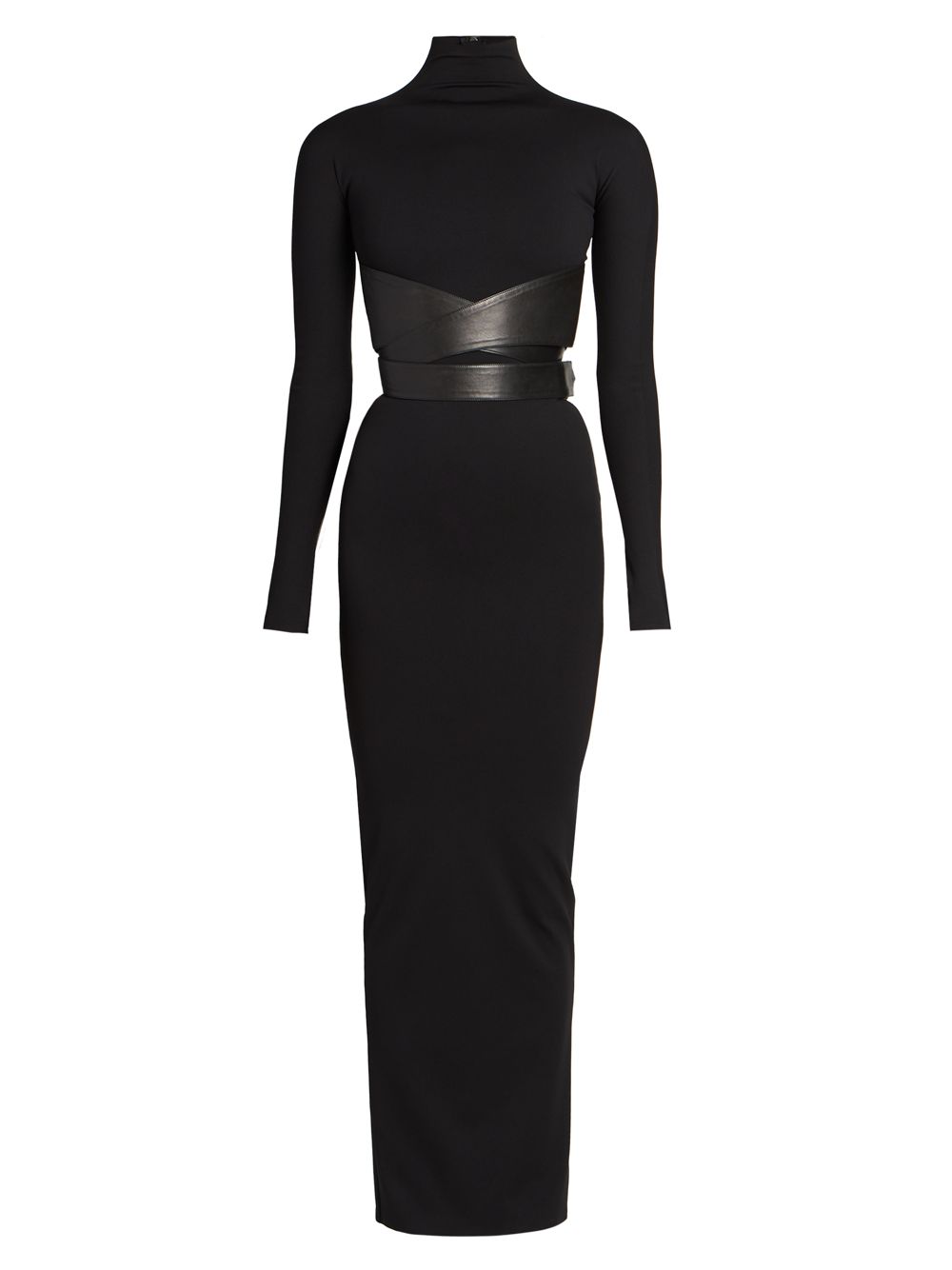 Облегающее платье длиной до пола с поясом Alaïa, черный