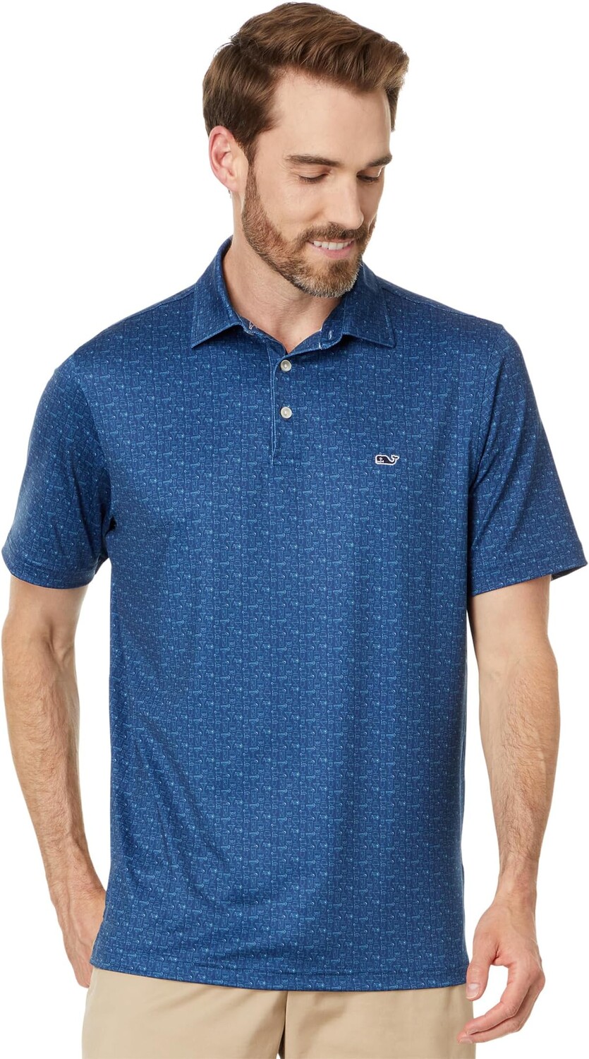 

Поло Vineyard Vines Printed Sankaty Polo, цвет Drinks Blue Bay