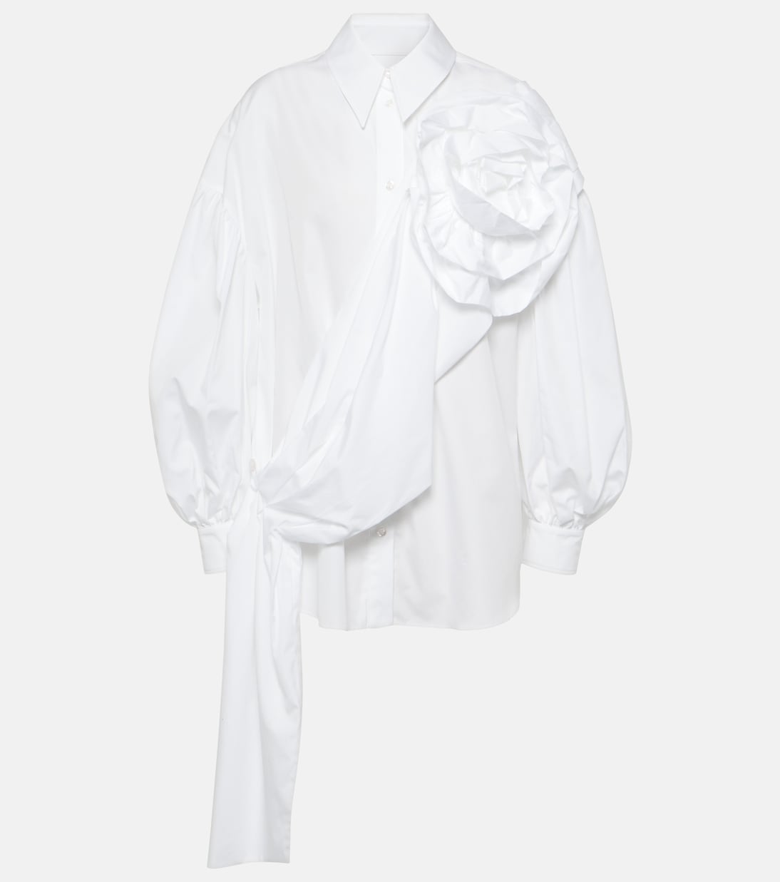 Рубашка из хлопкового поплина с цветочной аппликацией Simone Rocha, белый хлопковая рубашка с вышивкой simone rocha белый