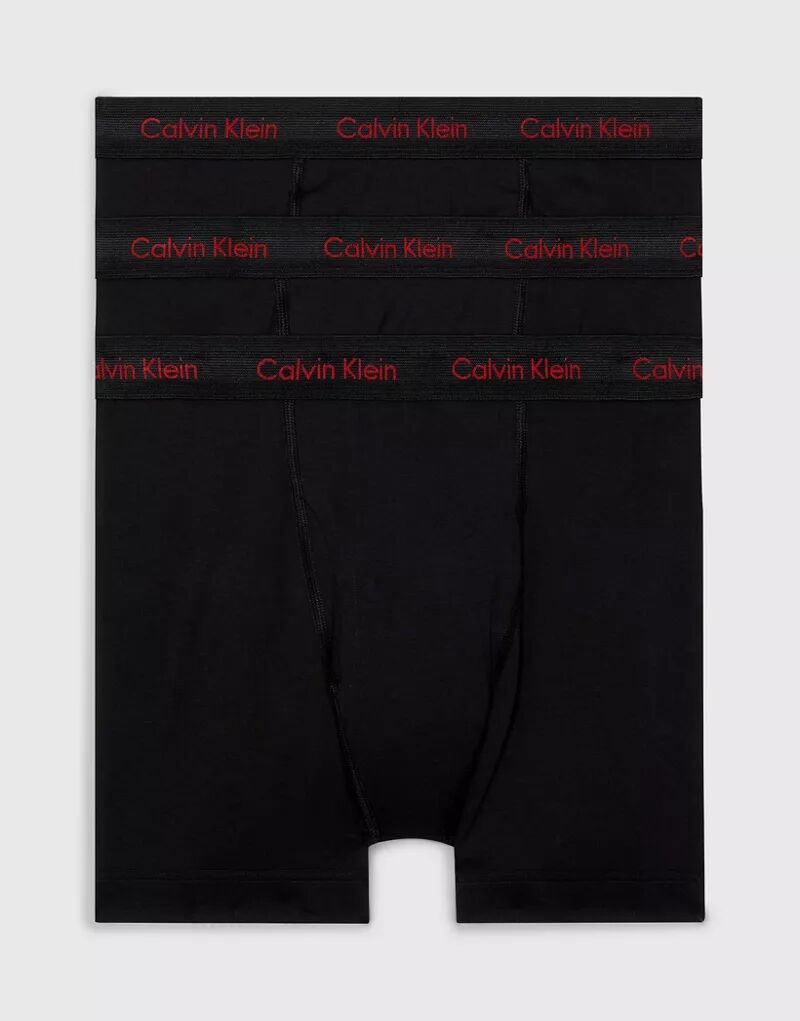 цена Черные боксеры облегающего кроя Calvin Klein Cotton Stretch 3 с влагоотводящей отделкой
