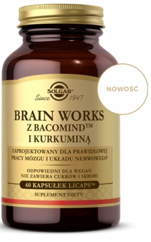 

Solgar Brain Works с пищевой добавкой BacomindTM и куркумином, 60 капсул