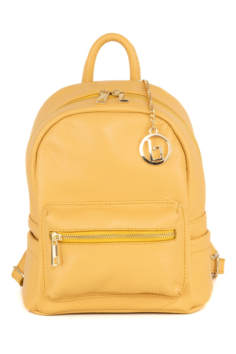 Кожаный рюкзак с внешним карманом Lia Biassoni, желтый