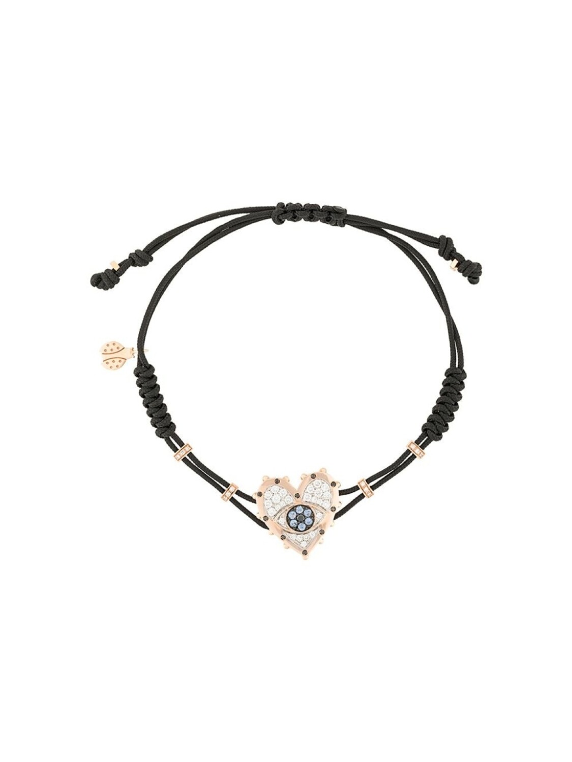 

Браслет с подвеской Evil Eye Heart из розового золота Pippo Perez, черный