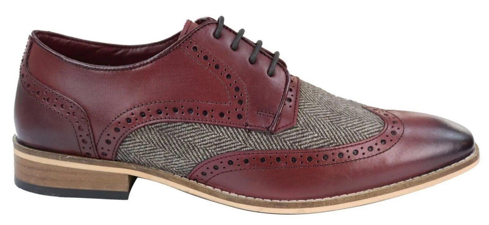 Мужские классические оксфордские твидовые туфли дерби броги из бордовой кожи House Of Cavani, красный