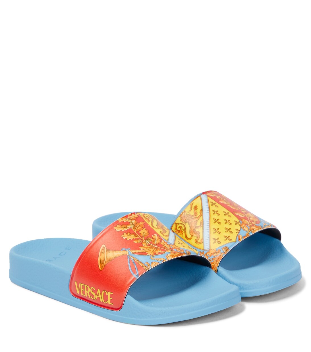 

Резиновые шлепанцы с принтом royal rebellion Versace Kids, синий