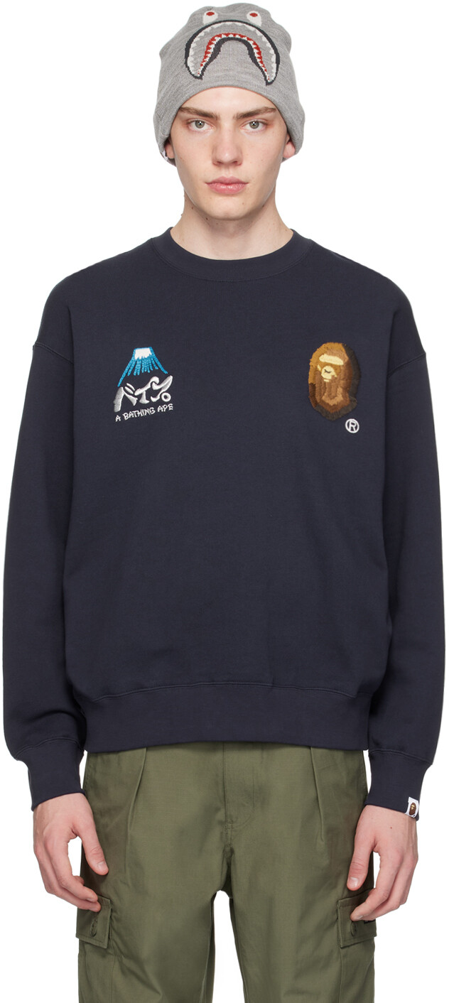 

Темно-синий сувенирный свитшот Bape