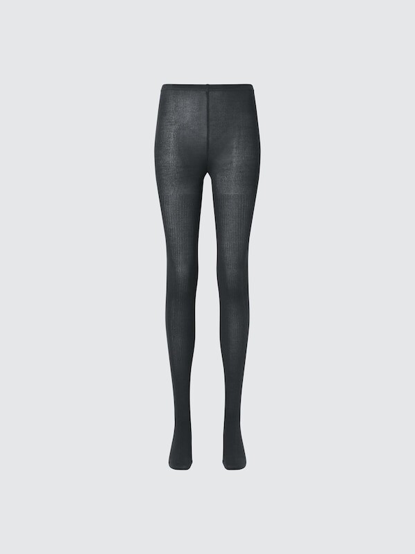 

Трикотажные колготки в рубчик heattech Uniqlo, серый