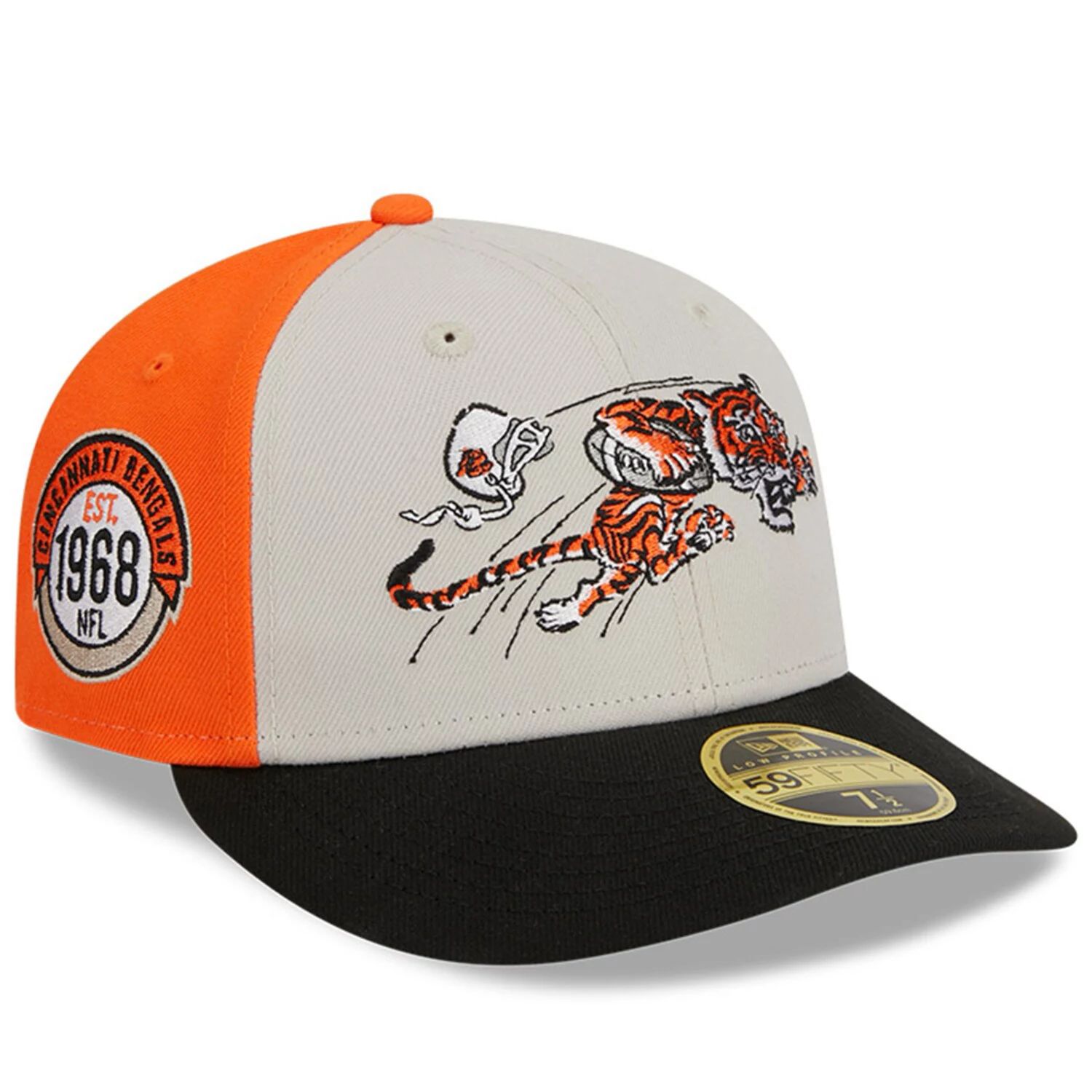 

Мужская новая эра кремового/черного цвета Cincinnati Bengals 2023 Sideline Historic Low Profile 59FIFTY приталенная шляпа New Era