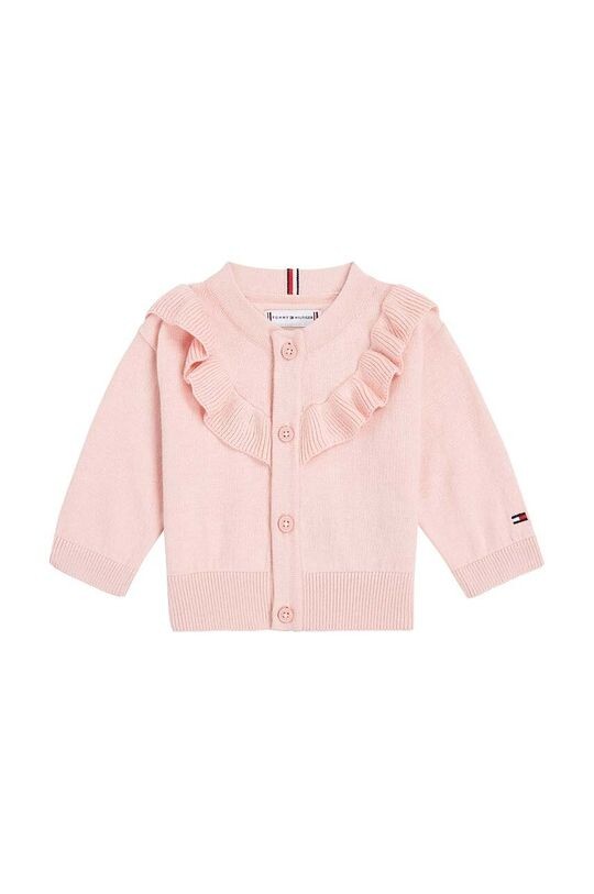 

Детский кардиган из хлопка Tommy Hilfiger, розовый