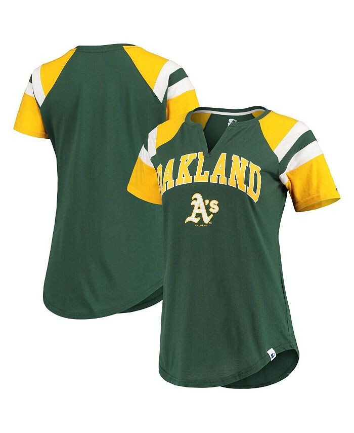 

Женская зелено-золотая футболка реглан Oakland Athletics Game с вырезом в горловине Starter, зеленый