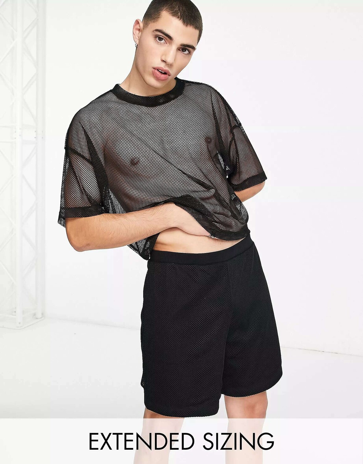 

Короткие пижамные комплекты ASOS в сетку черного цвета