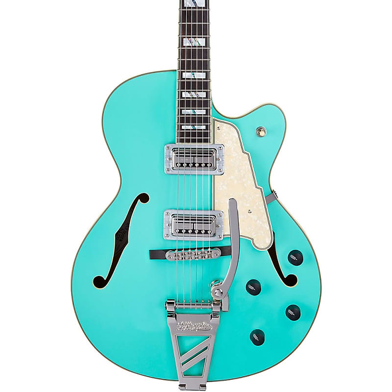 Электрогитара D'Angelico Deluxe Series 175 With TV Jones Humbuckers Limited-Edition Hollowbody Electric Guitar Matte Surf Green