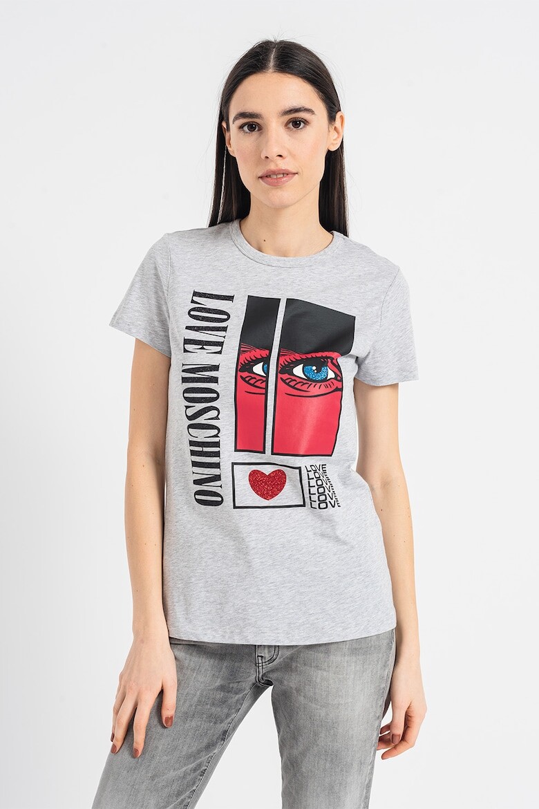 

Футболка с логотипом и овальным вырезом Love Moschino, серый