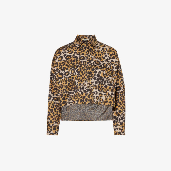 

Хлопковая рубашка с леопардовым принтом и нагрудным карманом Weekend Max Mara, бежевый