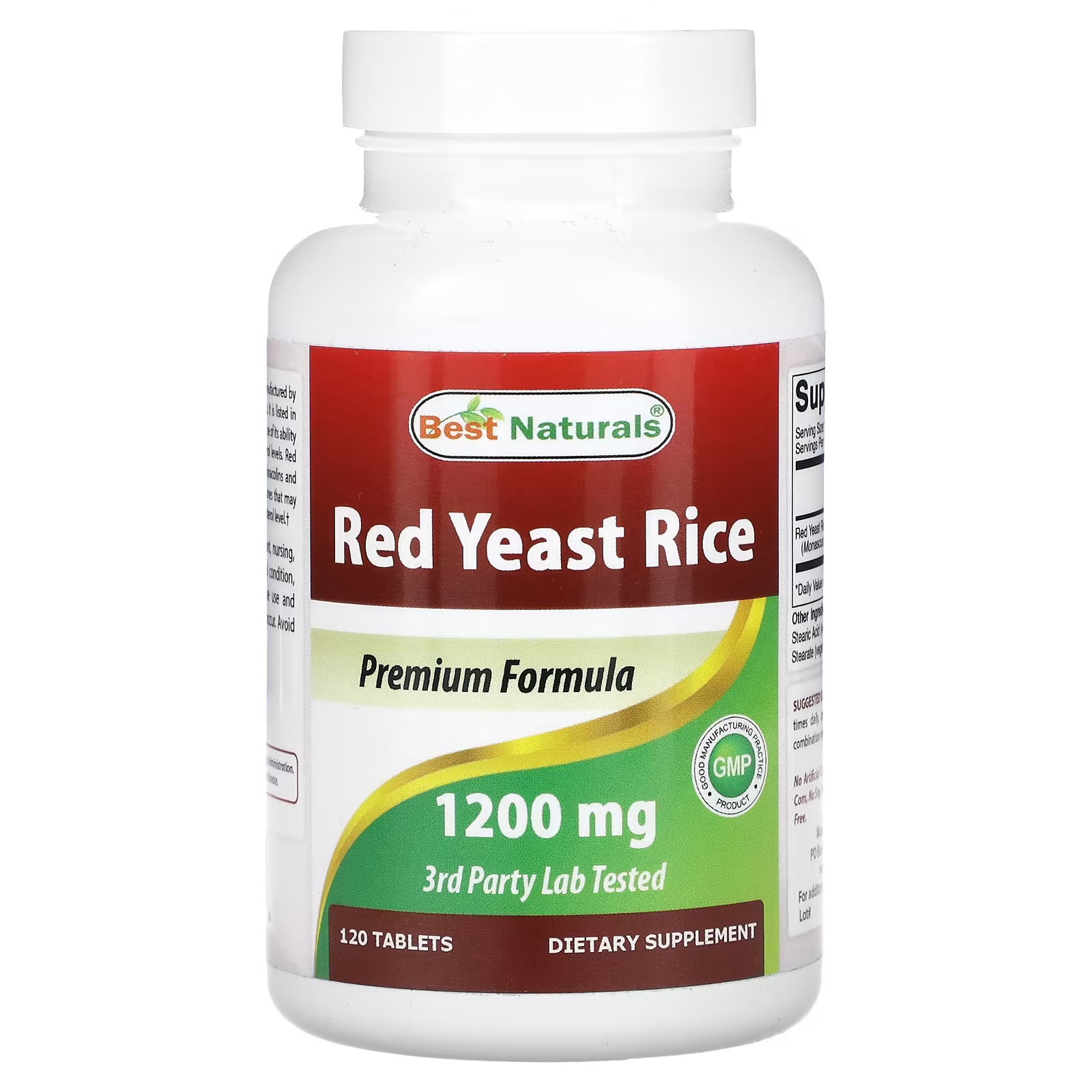 Красный дрожжевой рис 1200 мг Best Naturals, 120 таблеток