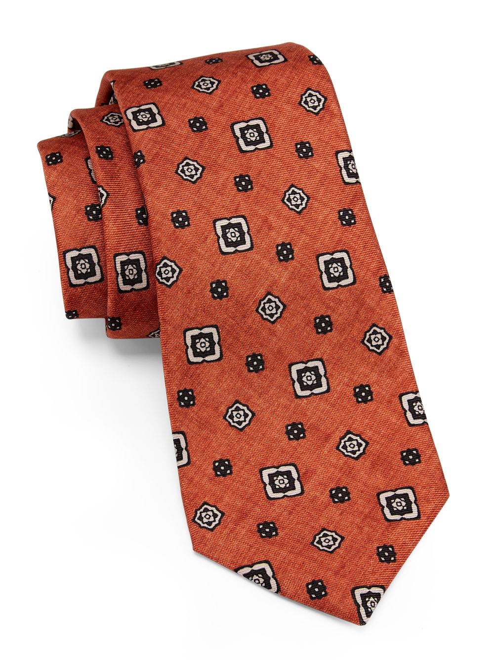 Абстрактный шелковый галстук Kiton, оранжевый