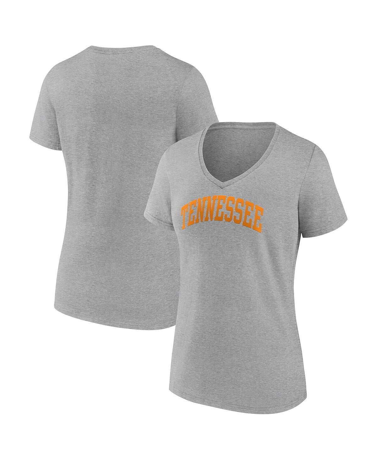 

Женская футболка с логотипом Heather Grey Tennessee Volunteers Basic Arch с v-образным вырезом Fanatics
