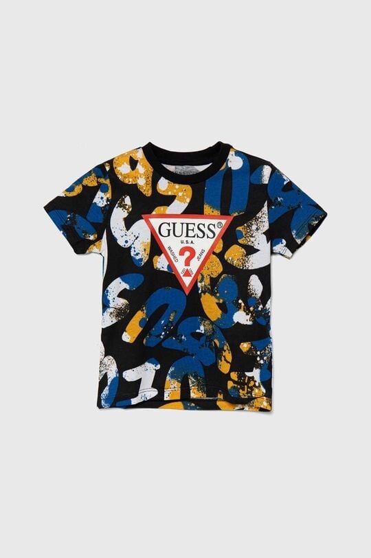 

Детская хлопковая футболка Guess, черный