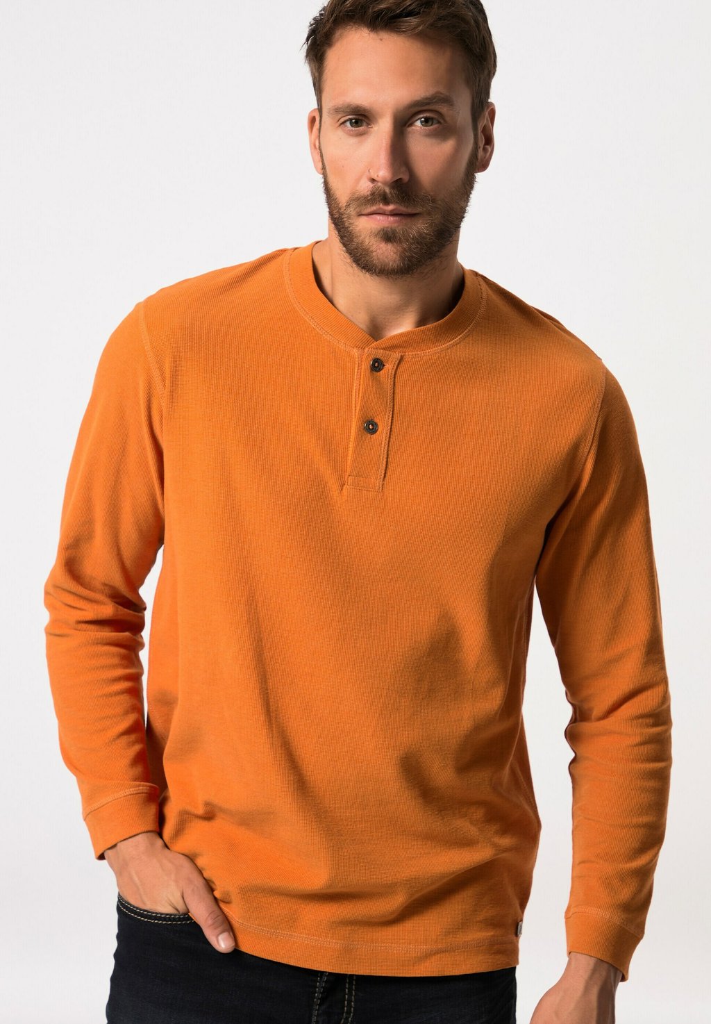 Рубашка с длинным рукавом WAFFEL-PIKEE MIT KNOPFLEISTE BIS 8 XL JP1880, цвет dunkelorange
